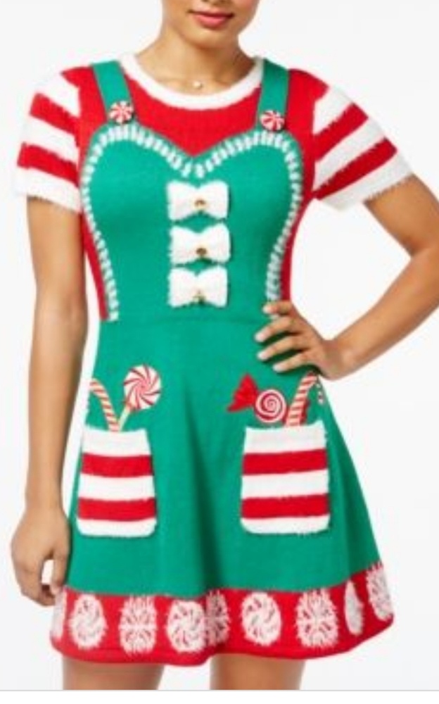 candy cane Apron sweater dress